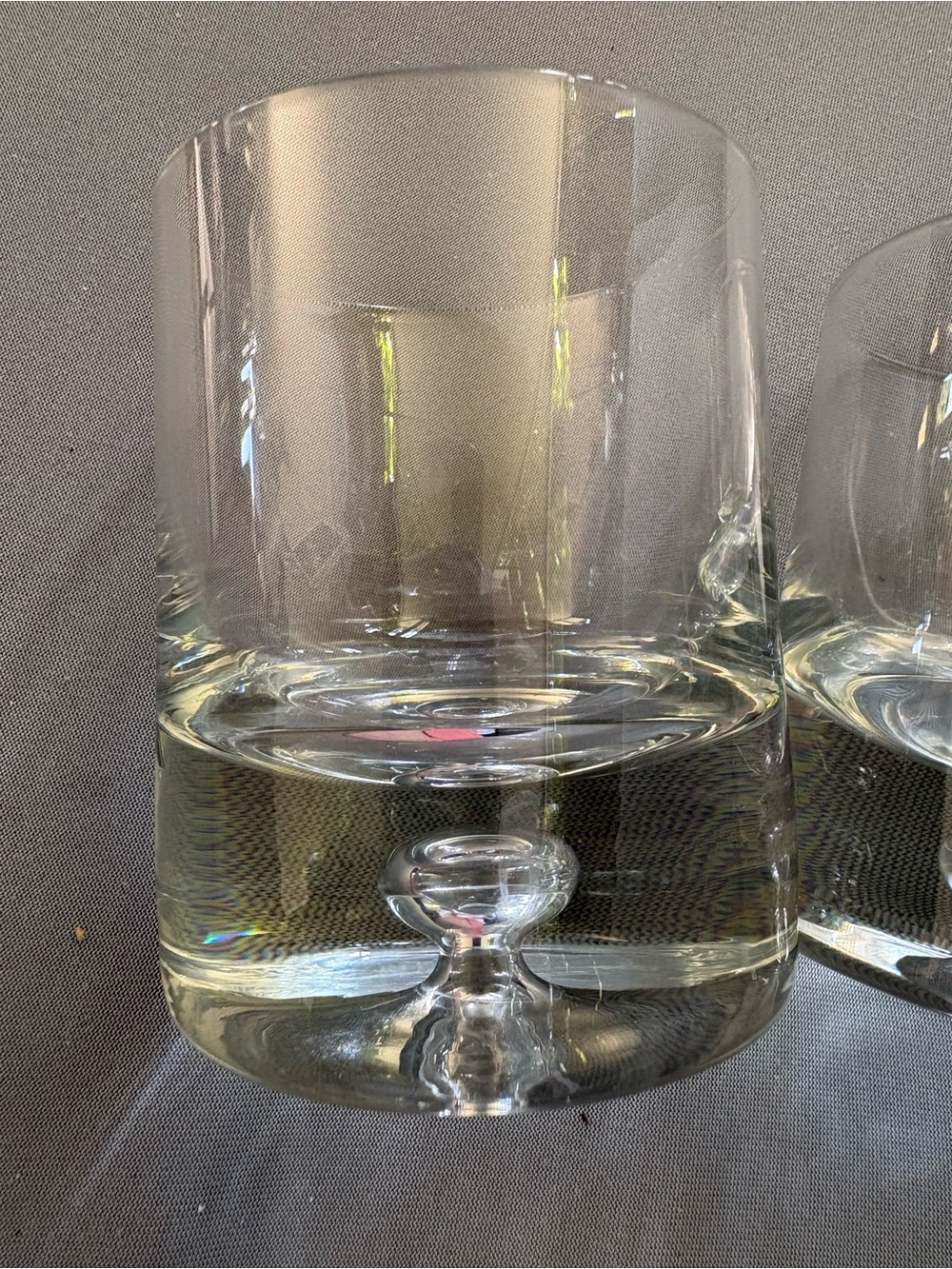 3 Vintage Krosno Poland Controlled Air Bubble Base Glasses 4” Tall Heavy EUC